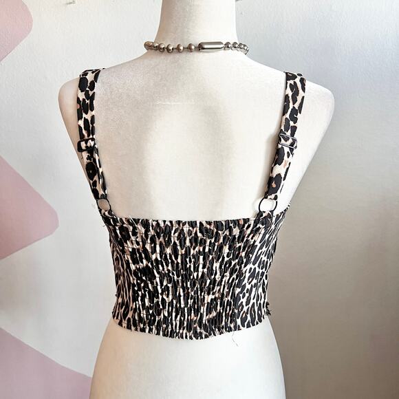 Wet Seal Leopard Bustier Corset Top, Edgy Punk Clubwear Y2K Gothic Medium - Picture 2 of 5